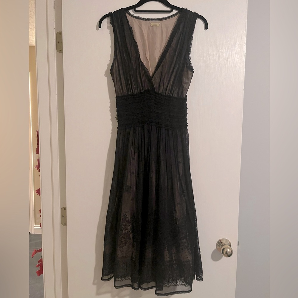 Max Studio Black Mesh Lace Overlay Dress - Sz M